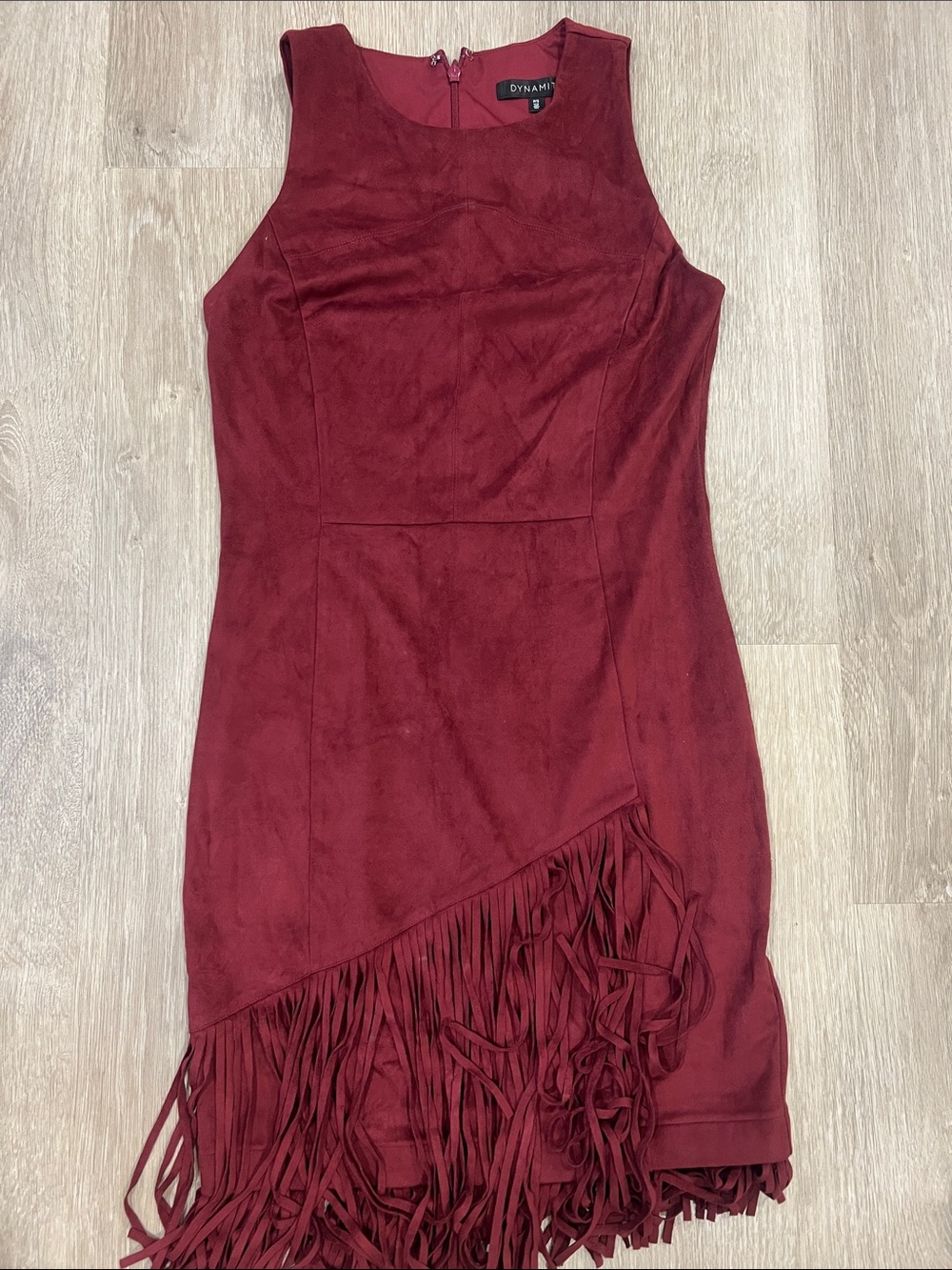 Dynamite Burgundy Sleeveless Fringe Mini Dress